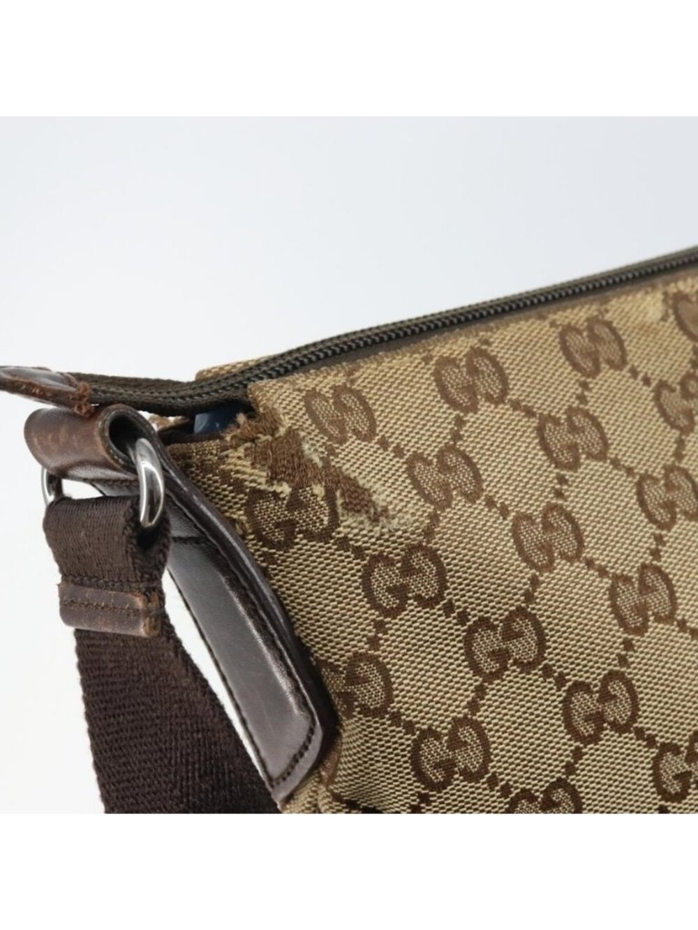 Authentic GUCCI GG Canvas Shoulder Bag Beige Silver 145857 - Picture 2 of 16